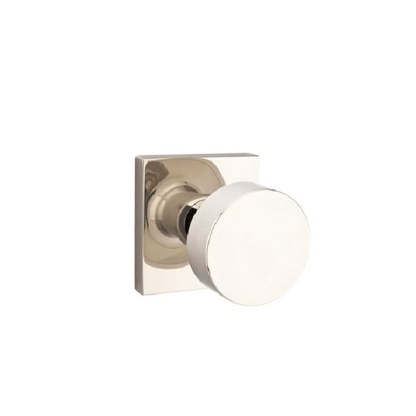 Emtek Round Knob 2-3/8 in Backset Privacy w/Square Rose for 1-1/4 in to 2 in Door Polished Nickel 5210ROUUS14 - main